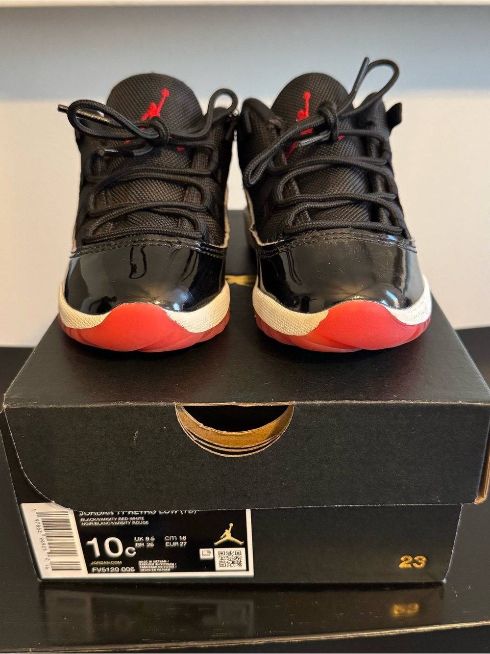 Jordan Kids Black and Red Low-Top Sneakers